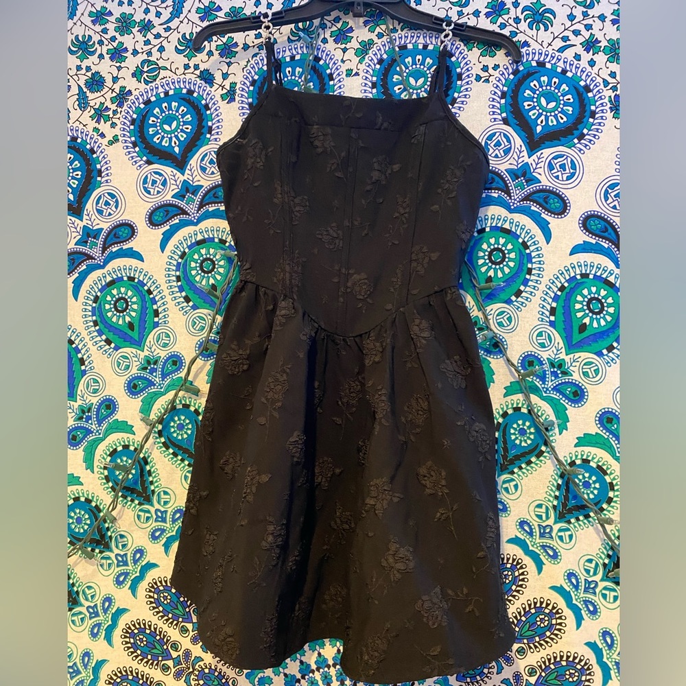 Shein black corset floral dress  ; size small